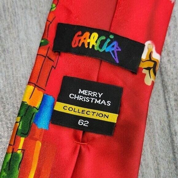 J. Garcia Merry Christmas Collection #62 Reindeer Men's Necktie Multicolor - Picture 3 of 6